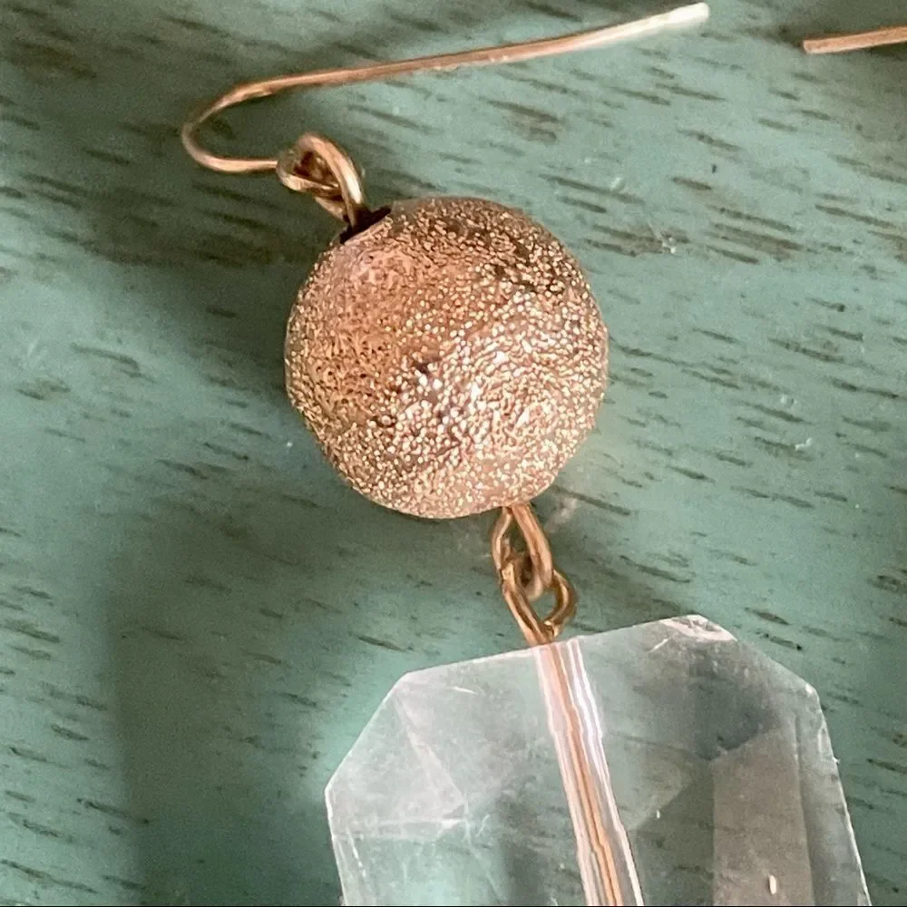 Gold and clear bead drop earrings fast day earrings